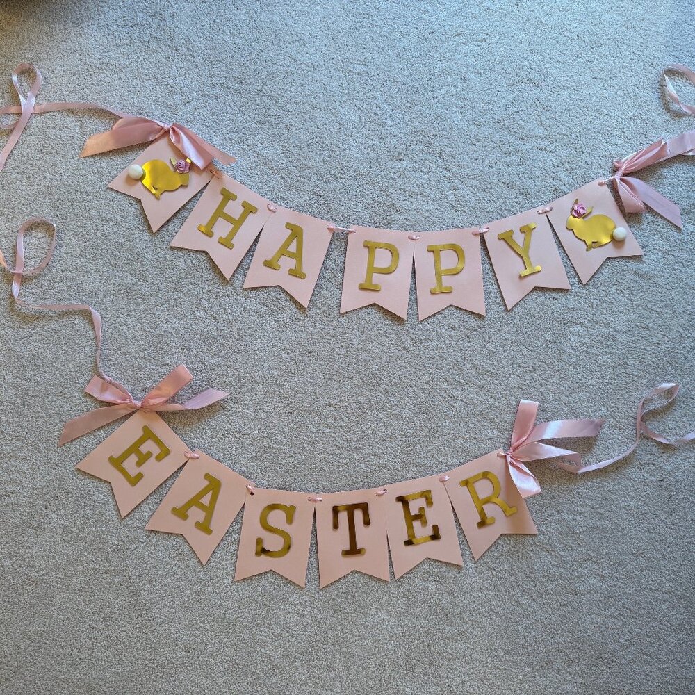 Pink & Gold Happy Easter Banner